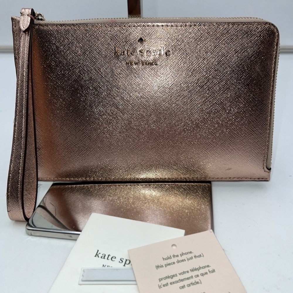 Kate Spade Metallic Rose Wristlet Clutch